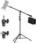 Air Cushioned Aluminum Light Stand, 9.8ft/3m Adjustable Photography Stand with Boom Arm, Counterweight, Sandbag