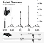 Air Cushioned Aluminum Light Stand, 9.8ft/3m Adjustable Photography Stand with Boom Arm, Counterweight, Sandbag, alternate