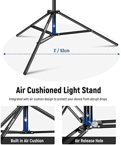 Air Cushioned Aluminum Light Stand, 9.8ft/3m Adjustable Photography Stand with Boom Arm, Counterweight, Sandbag, alternate
