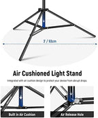 Air Cushioned Aluminum Light Stand, 9.8ft/3m Adjustable Photography Stand with Boom Arm, Counterweight, Sandbag, alternate