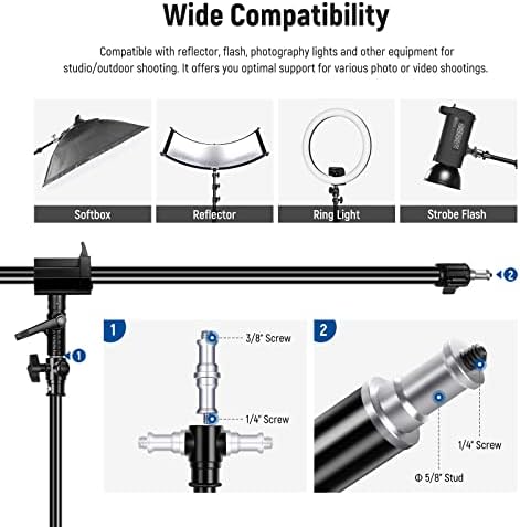 Air Cushioned Aluminum Light Stand, 9.8ft/3m Adjustable Photography Stand with Boom Arm, Counterweight, Sandbag, alternate
