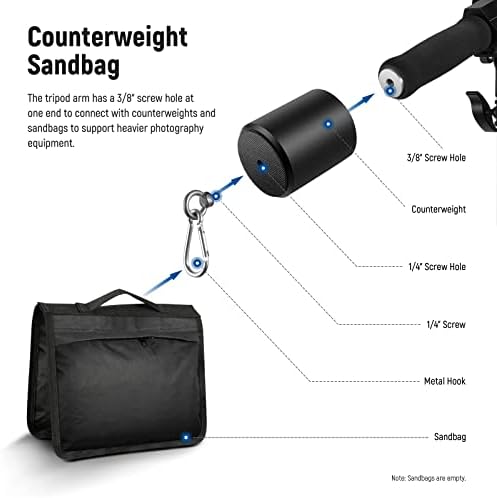 Air Cushioned Aluminum Light Stand, 9.8ft/3m Adjustable Photography Stand with Boom Arm, Counterweight, Sandbag, alternate
