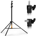 Air Cushioned Light Stand, 41-110" Height, 1/4"-3/8" Adapter in Black