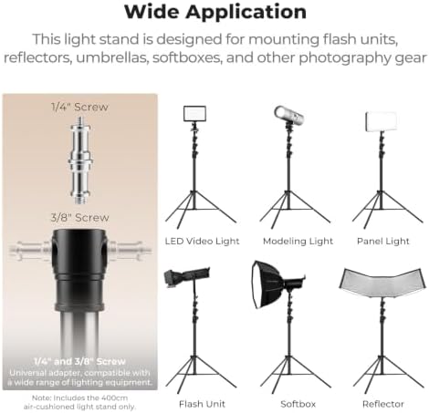 Air Cushioned Light Stand, 53-157" Height, 1/4"-3/8" Adapter, alternate view 4