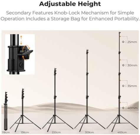Air Cushioned Light Stand, 53-157" Height, 1/4"-3/8" Adapter, alternate view 5