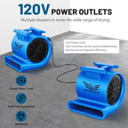 Air Mover Blower Fan, Industrial 1.5HP MAX10000CFM Monster Floor Blower Carpet Dryers - 3 Speeds, 4 Adjustable, alternate
