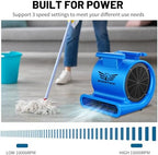 Air Mover Blower Fan, Industrial 1.5HP MAX10000CFM Monster Floor Blower Carpet Dryers - 3 Speeds, 4 Adjustable, alternate