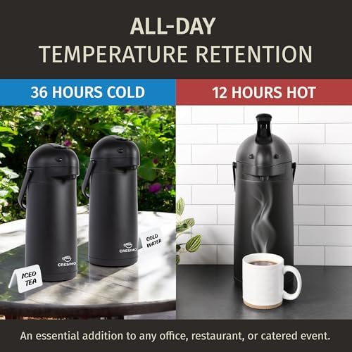 Airpot Coffee Carafe Dispenser with Pump Black 12 Hours Hot Water Retention, alternate view 2