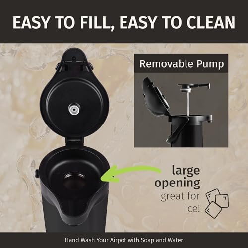 Airpot Coffee Carafe Dispenser with Pump Black 12 Hours Hot Water Retention, alternate view 6