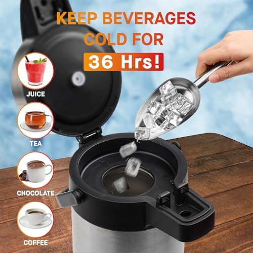 Airpot Coffee Dispenser with Pump - 169 Oz Insulated Stainless Steel Coffee Carafe - Thermal Beverage Dispenser, alternate