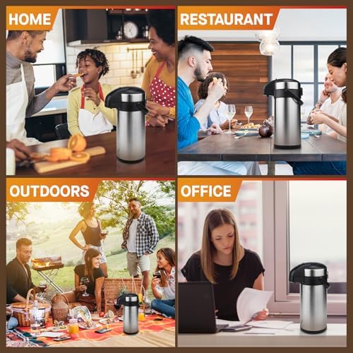 Airpot Coffee Dispenser with Pump - 169 Oz Insulated Stainless Steel Coffee Carafe - Thermal Beverage Dispenser, alternate