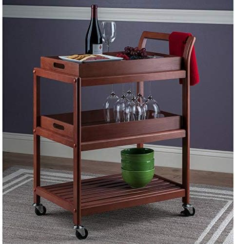 Albert 3-Tier Serving Cart, Walnut, 33", alternate view 4