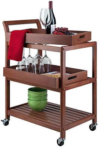 Albert 3-Tier Serving Cart, Walnut, 33", alternate view 6