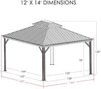 Alexander Hardtop Aluminum Permanent Gazebo with a Mosquito Net and Privacy Sidewalls (Alexander 12'x14' (Brown), alternate