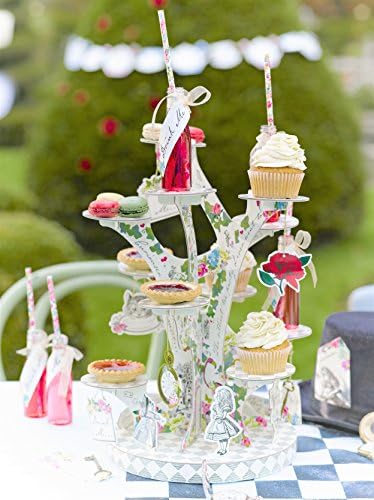 Alice in Wonderland Cupcake Cake Stand | Mad Hatter Themed Afternoon Tea Party Decorations | Table Centrepiece, alternate