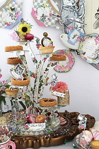 Alice in Wonderland Cupcake Cake Stand | Mad Hatter Themed Afternoon Tea Party Decorations | Table Centrepiece, alternate