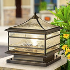 All Copper Steel Glass Outdoor Post lights, Waterproof Pillar Light, Vintage Patio Lawn Column Lamp, outdoor, alternate view