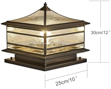 All Copper Steel Glass Outdoor Post lights, Waterproof Pillar Light, Vintage Patio Lawn Column Lamp, outdoor, alternate view