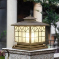 All Copper Steel Glass Outdoor Post Lights, Waterproof Pillar Light, Vintage Patio Lawn Column Lamp, Outdoor