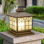 All Copper Steel Glass Outdoor Post Lights, Waterproof Pillar Light, Vintage Patio Lawn Column Lamp, Outdoor, alternate view