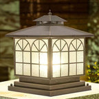 All Copper Steel Glass Outdoor Post Lights, Waterproof Pillar Light, Vintage Patio Lawn Column Lamp, Outdoor, alternate view
