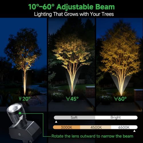 All Night Solar Spot Lights 2500mAh, Adjustable Angle Landscape Lights Waterproof, Separate Panel LED Uplight, alternate view