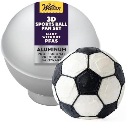 Aluminum 3D Sports Ball Cake Pan Set, Made Without PFAS in Each in Silver
