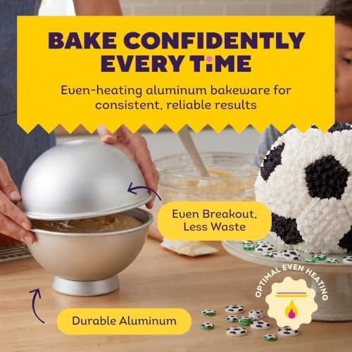 Aluminum 3D Sports Ball Cake Pan Set, Made Without PFAS in Each in Silver, alternate view 2