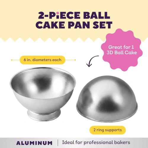 Aluminum 3D Sports Ball Cake Pan Set, Made Without PFAS in Each in Silver, alternate view 3