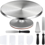 Aluminum Cake Turntable Rotating Decorating Kits for Cake Cupcake in White