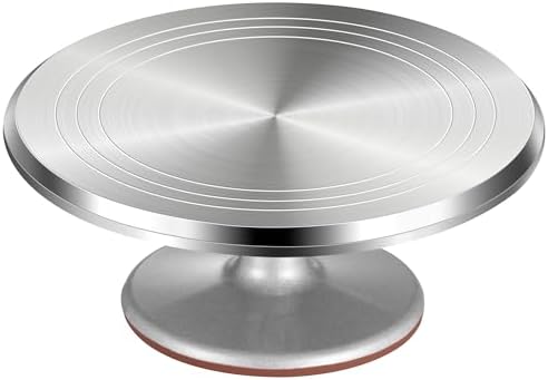 Aluminum Cake Turntable Rotating Non-slip Decorating Cupcake Cake in Silver
