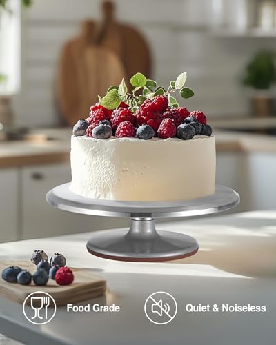 Aluminum Cake Turntable Rotating Non-slip Decorating Cupcake Cake in Silver, alternate view 2