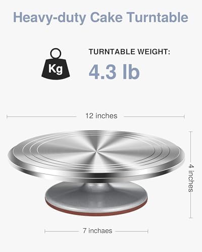 Aluminum Cake Turntable Rotating Non-slip Decorating Cupcake Cake in Silver, alternate view 3