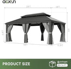 Aluminum Gazebo 14X20 FT with Hidden Gutter System, LED Lights, Grey in 14X20 FT in Grey, alternate view 2