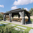 Aluminum Hardtop Gazebo 14X20 FT with Hidden Gutter System, Grey in 14X20 FT in Grey
