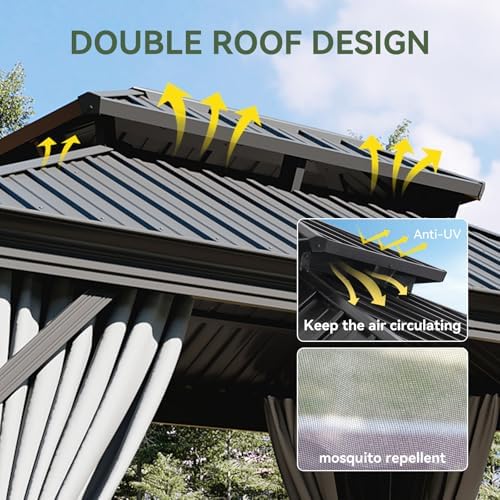 Aluminum Hardtop Gazebo 14X20 FT with Hidden Gutter System, Grey in 14X20 FT in Grey, alternate view 4
