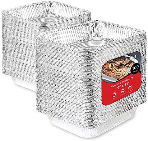 Aluminum Pans 9x13 Disposable Foil Baking Pans (Pack Of 100) - Half Size Steam Table Deep Pans - Tin Foil Pans