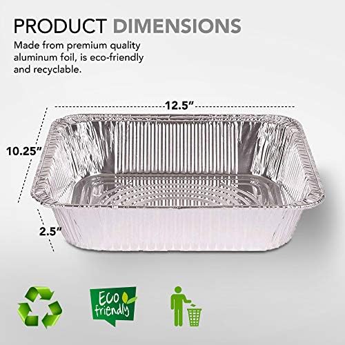 Aluminum Pans 9x13 Disposable Foil Baking Pans (Pack Of 100) - Half Size Steam Table Deep Pans - Tin Foil Pans, alternate