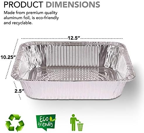 Aluminum Pans 9x13 Disposable Foil Pans (10 Pack) - Half Size Steam Table Deep Aluminum Trays - Tin Foil, alternate view 3