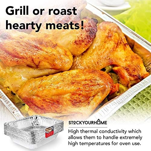 Aluminum Pans 9x13 Disposable Foil Pans (10 Pack) - Half Size Steam Table Deep Aluminum Trays - Tin Foil, alternate view 6