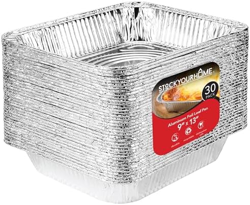 Aluminum Pans 9x13 Disposable Foil Pans (30 Pack) - Half Size Steam Table Deep Trays - Tin Foil Pans Great for