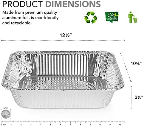 Aluminum Pans 9x13 Disposable Foil Pans (30 Pack) - Half Size Steam Table Deep Trays - Tin Foil Pans Great for, alternate