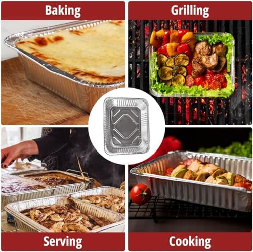 Aluminum Pans Disposable (10 Pack W/Lids), 21x13 Pans, alternate view 6