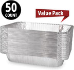Aluminum Pans Disposable (50 Pack W/Lids), 21x13 Pans, alternate view 3