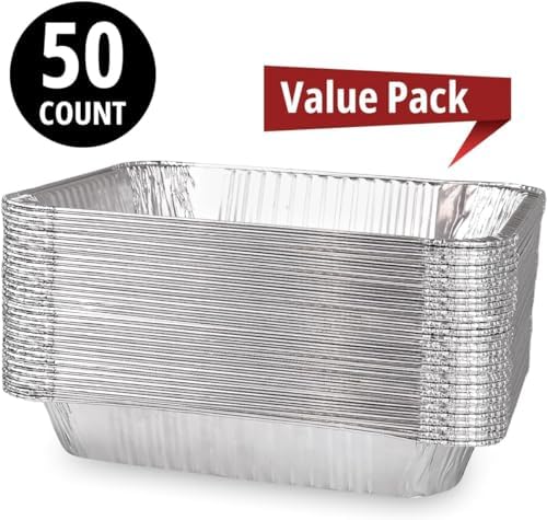 Aluminum Pans Disposable (50 Pack W/Lids), 21x13 Pans, alternate view 3