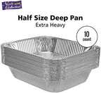 Aluminum Pans Half Size, 9X13, Extra Heavy Duty Disposable Foil Pans For Baking (10 Pack) Roasting & Chafing, alternate view