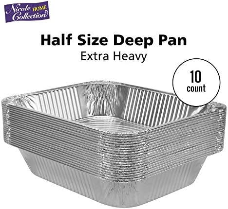 Aluminum Pans Half Size, 9X13, Extra Heavy Duty Disposable Foil Pans For Baking (10 Pack) Roasting & Chafing, alternate view