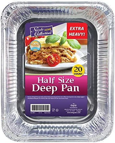 Aluminum Pans Half Size, 9X13, Extra Heavy Duty Disposable Foil Pans For Baking (20 Pack) Roasting & Chafing