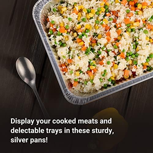 Aluminum Pans Half Size, 9X13, Extra Heavy Duty Disposable Foil Pans For Baking (20 Pack) Roasting & Chafing, alternate view