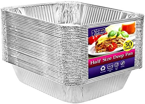 Aluminum Pans Half Size, 9X13, Extra Heavy Duty Disposable Foil Pans For Baking (30 Pack) Roasting & Chafing